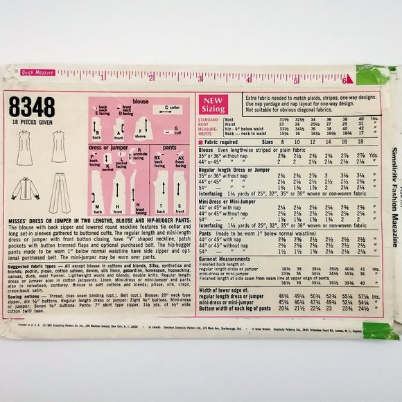 Late 60s Misses' Separates Simplicity Sewing Pattern 8348 Bust 32 1/2 Modern 2 - Picture 8 of 12